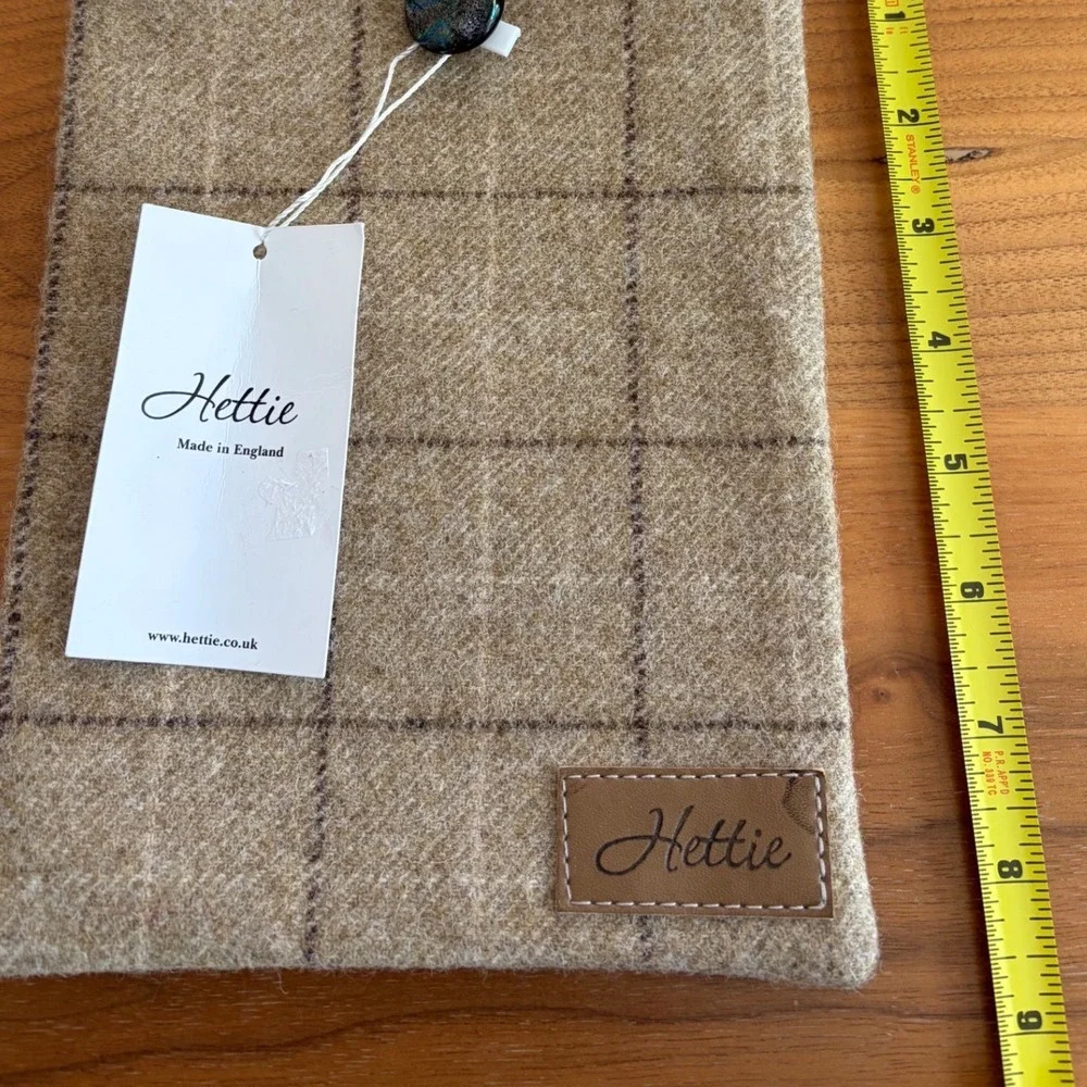Hettie Tablet Case Small Tan Plaid British Wool Moon Cloth Tweed Sleeve